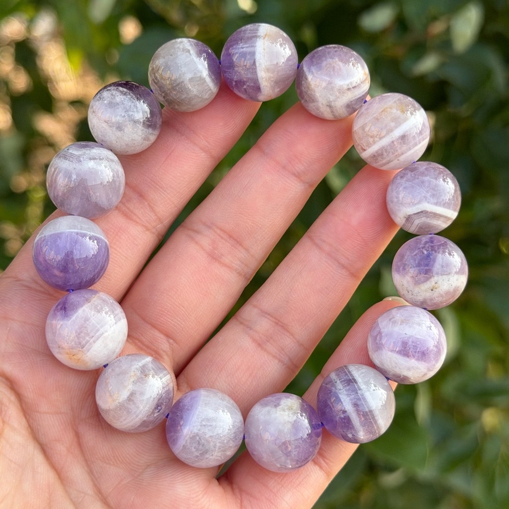 15mm chunky stretchable purple dream amethyst bracelet‎ 1166